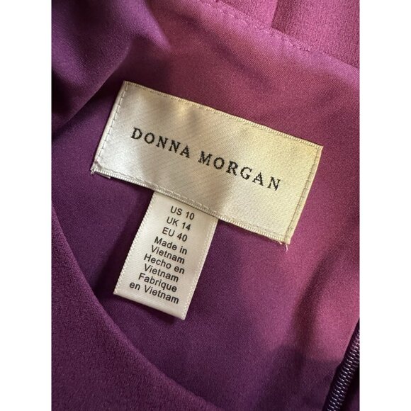 Donna Morgan Dress 10 Purple Berry 3/4 Long Flutter Sleeve Career Church - Picture 5 of 11